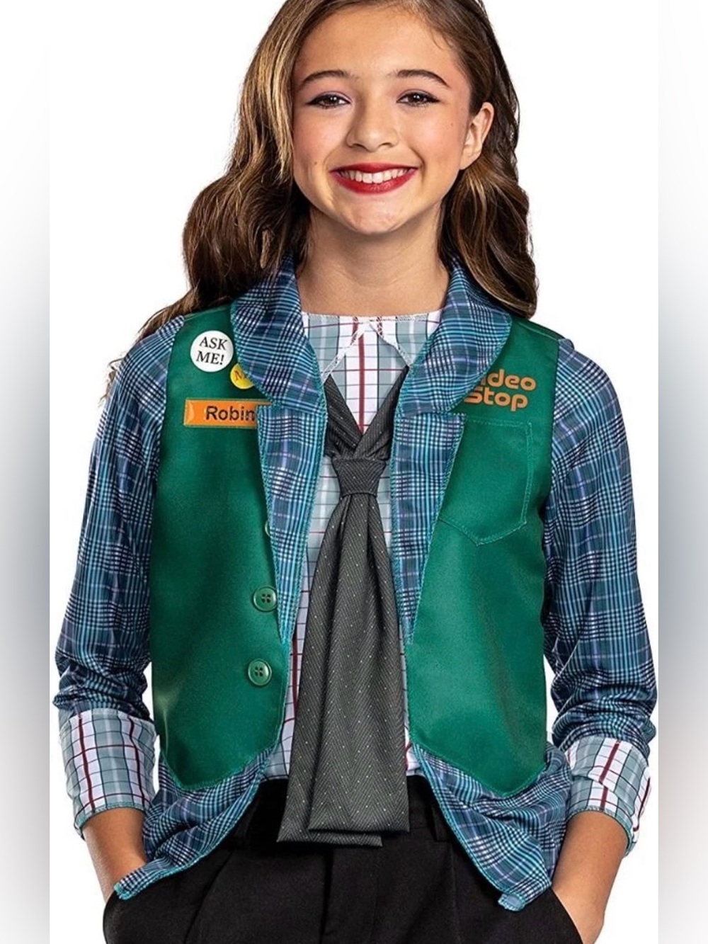 Stranger Things Robin Video Shop Kids Sz L 10/12 Halloween Costume Faux Vest Top